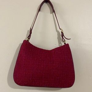 Coach Red Tweed Leather Purse Shoulder Bag boho Y2K